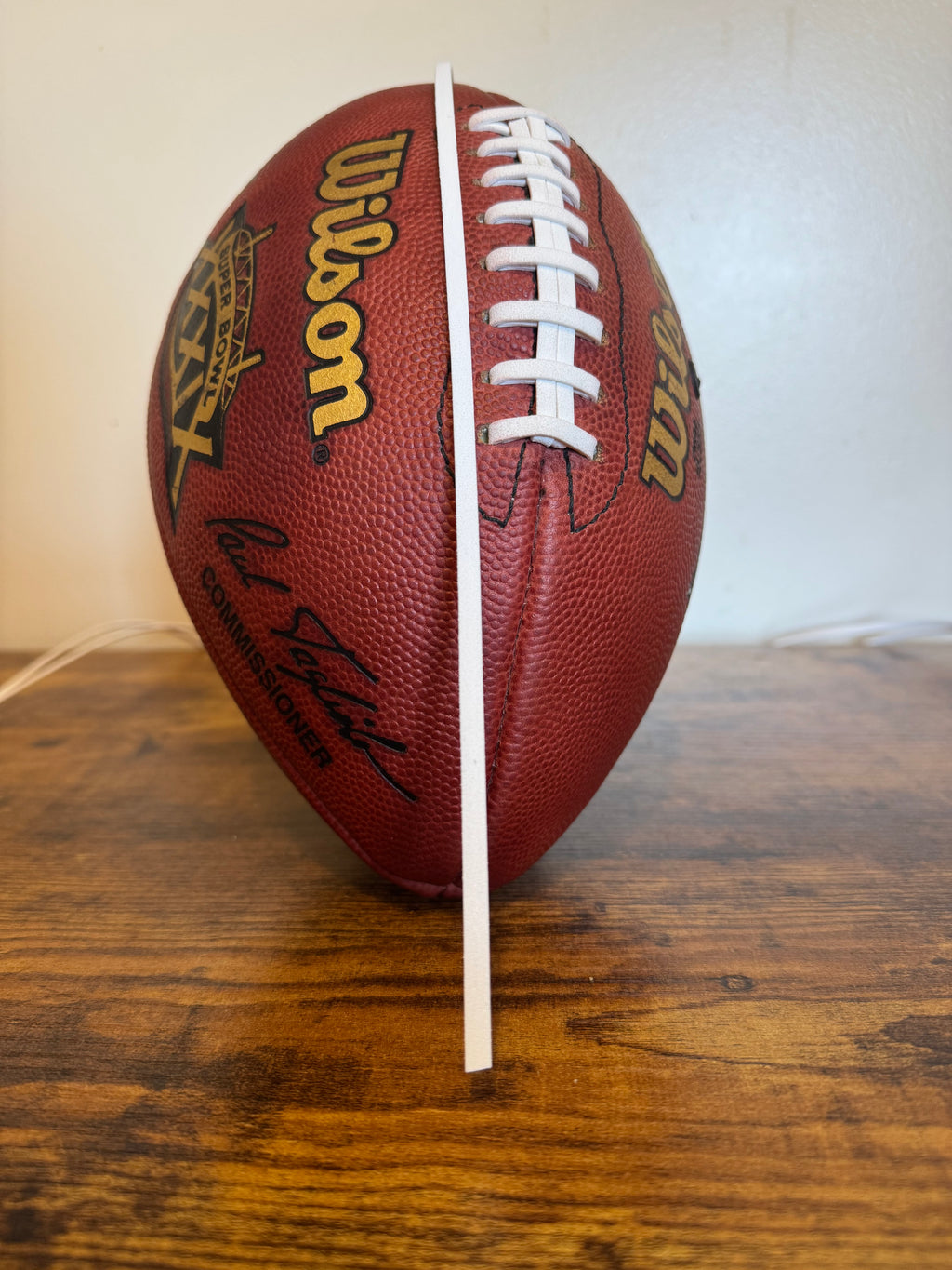 White NFL Style Suede Football Laces. Direct replacement for NFL Footballs